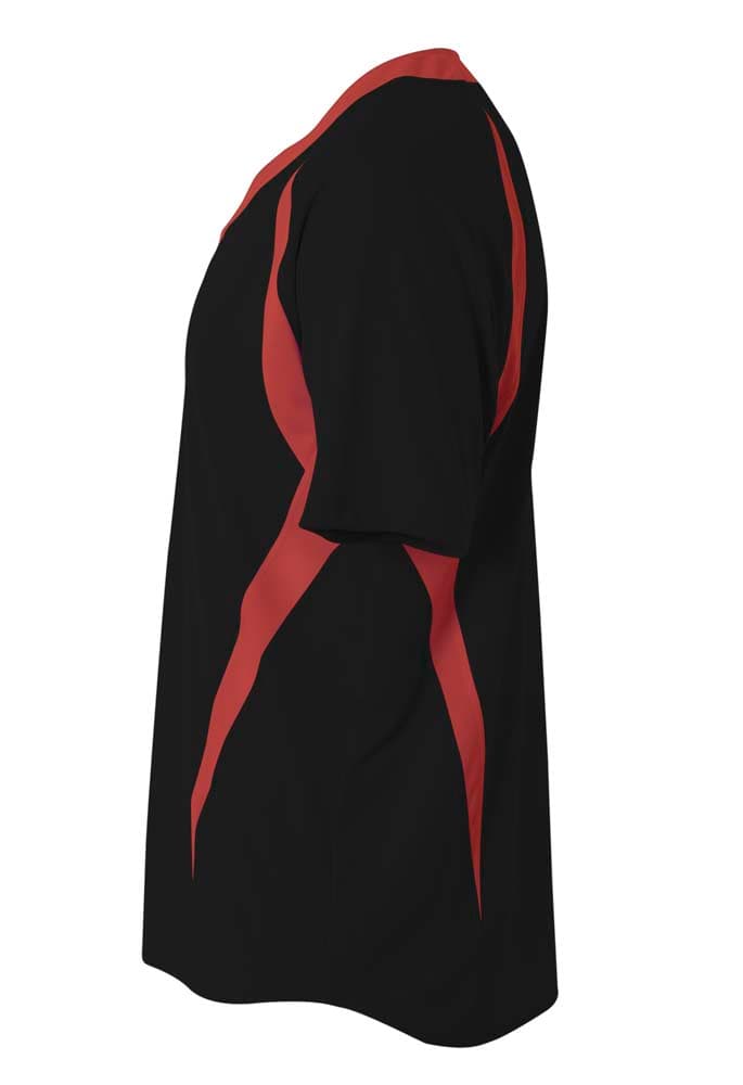 A4 2-Button Color Block Henley - BLACK/RED - side
