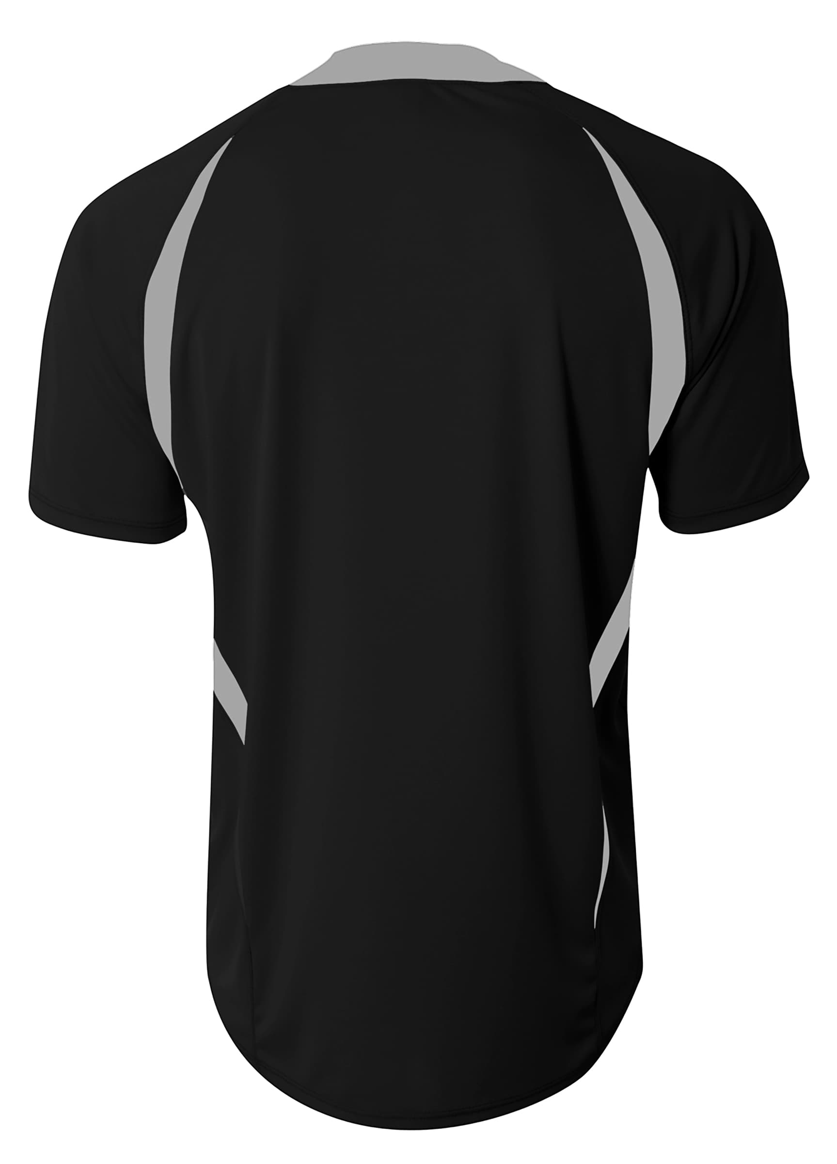 A4 2-Button Color Block Henley - BLACK/SILVER - back