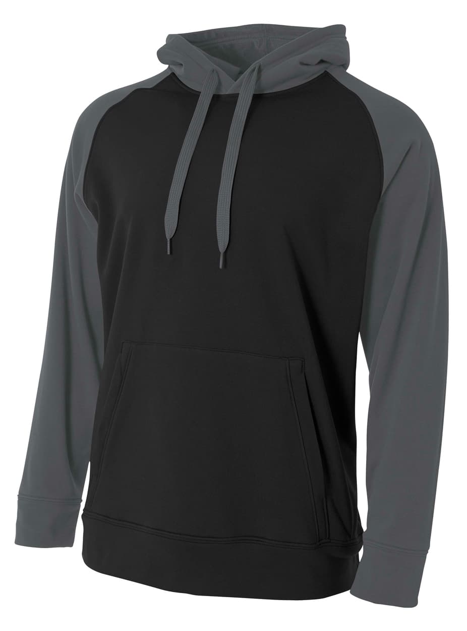 A4 Color Block Tech Fleece Hoodie - BLACK/GRAPHITE - front