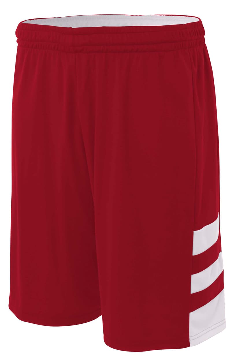 A4 Reversible Speedway Short - CARDINAL/WHITE - front