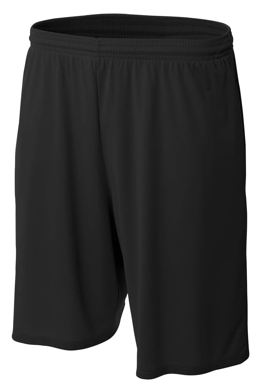 A4 9" Moisture Management Pocketed Short - BLACK - front