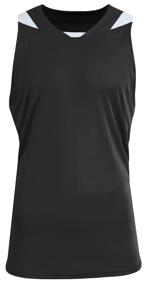 A4 Youth Step Back Basketball Jersey - BLACK/WHITE - front