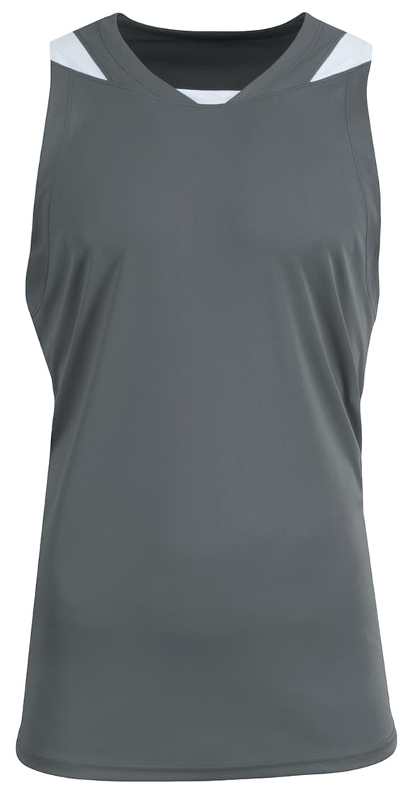 A4 Youth Step Back Basketball Jersey - GRAPHITE/WHITE - front