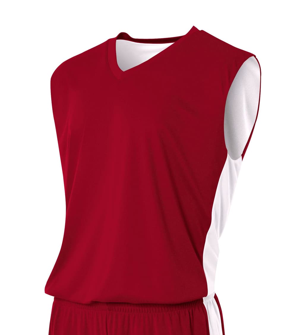 A4 Reversible Moisture Management Muscle - CARDINAL/WHITE - front