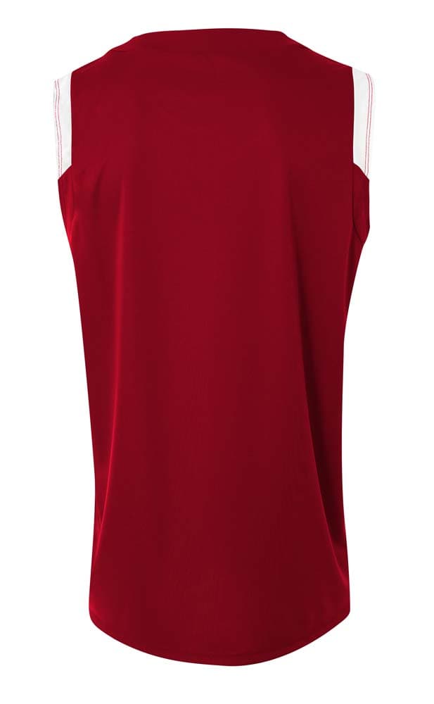 A4 Moisture Management V-Neck Muscle - CARDINAL/WHITE - back
