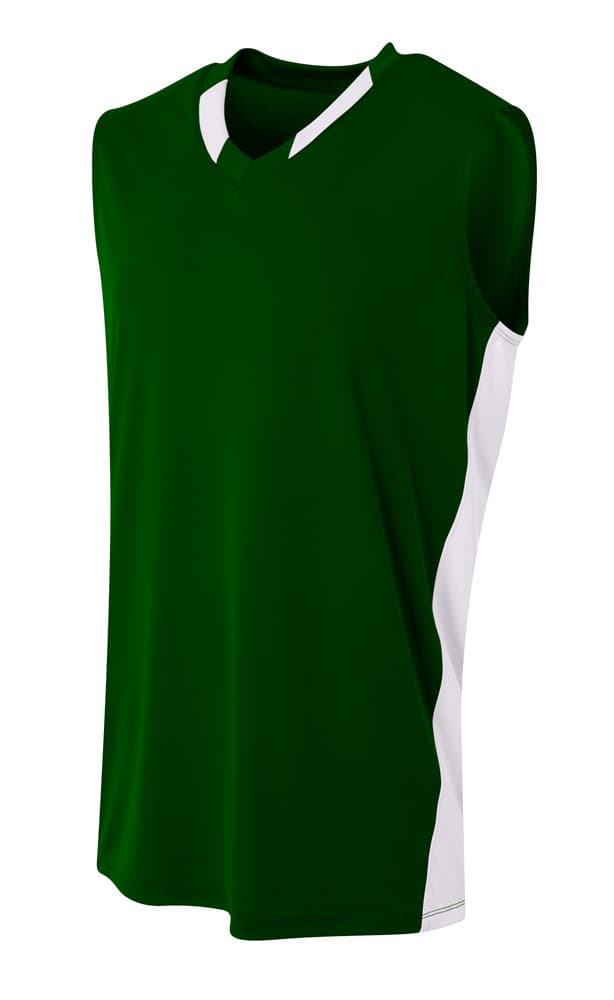 A4 Backcourt Jersey - FOREST/WHITE - front