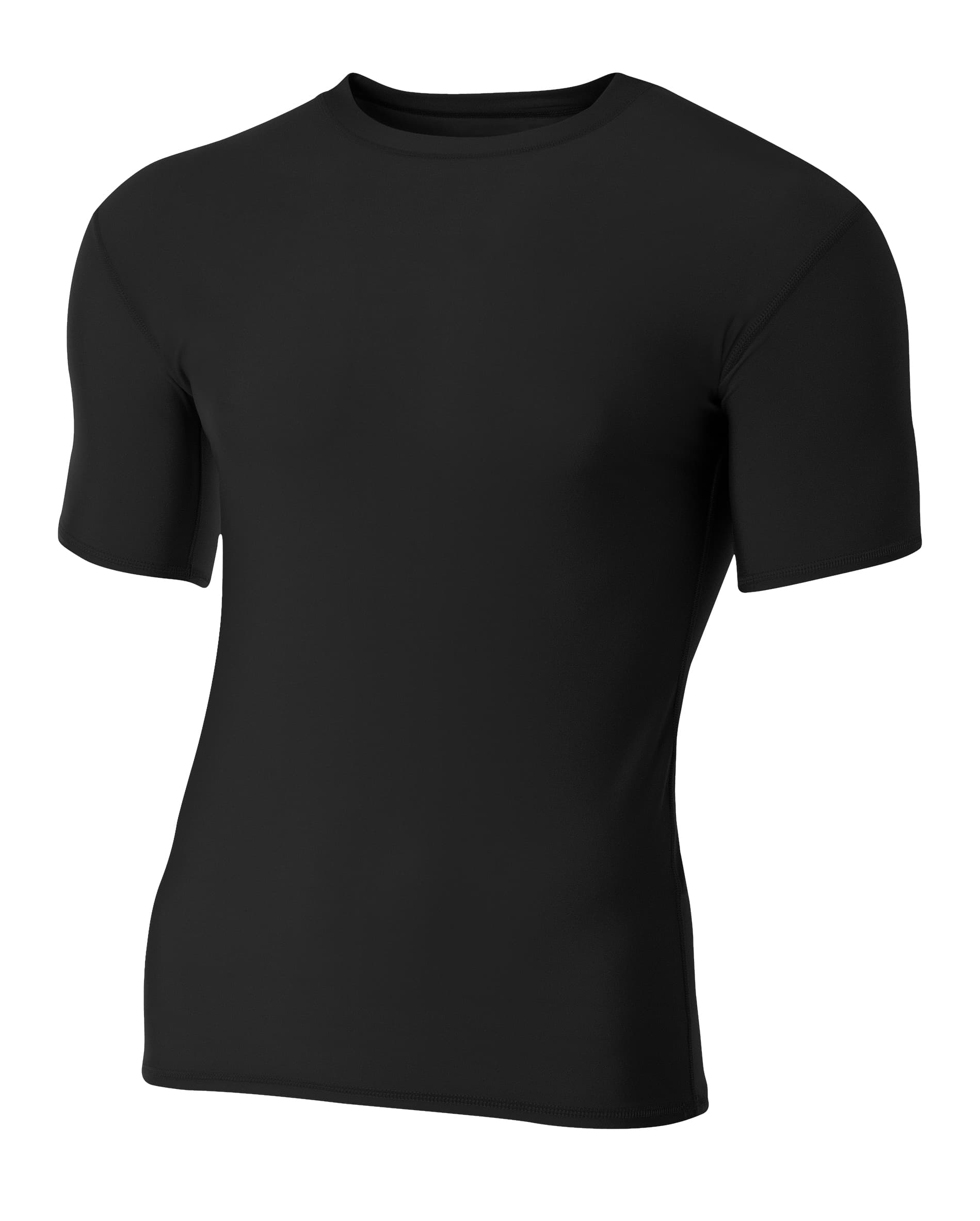 A4 Youth Short Sleeve Compression Crew - BLACK - front