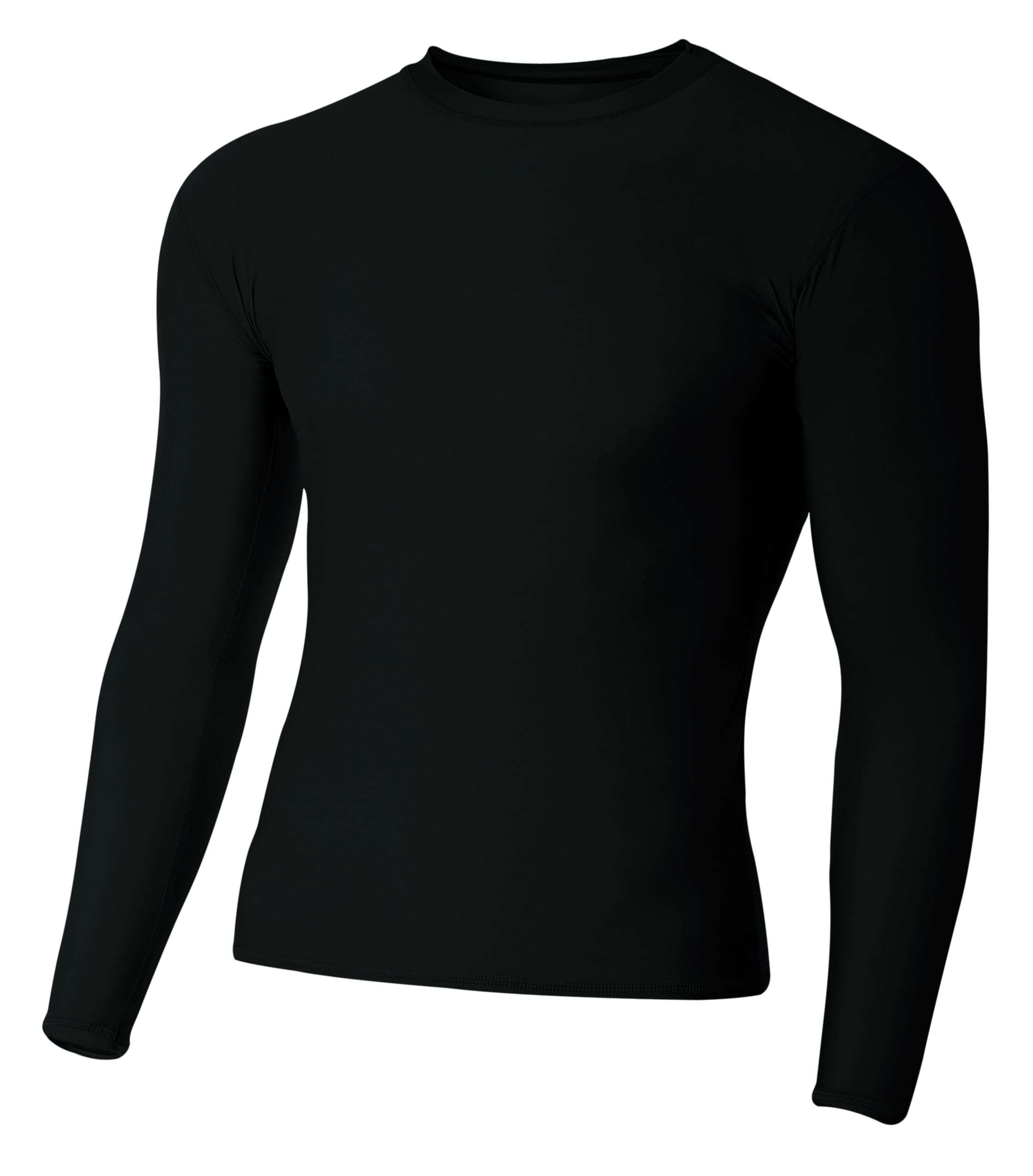 A4 Youth Long Sleeve Compression Crew - BLACK - front