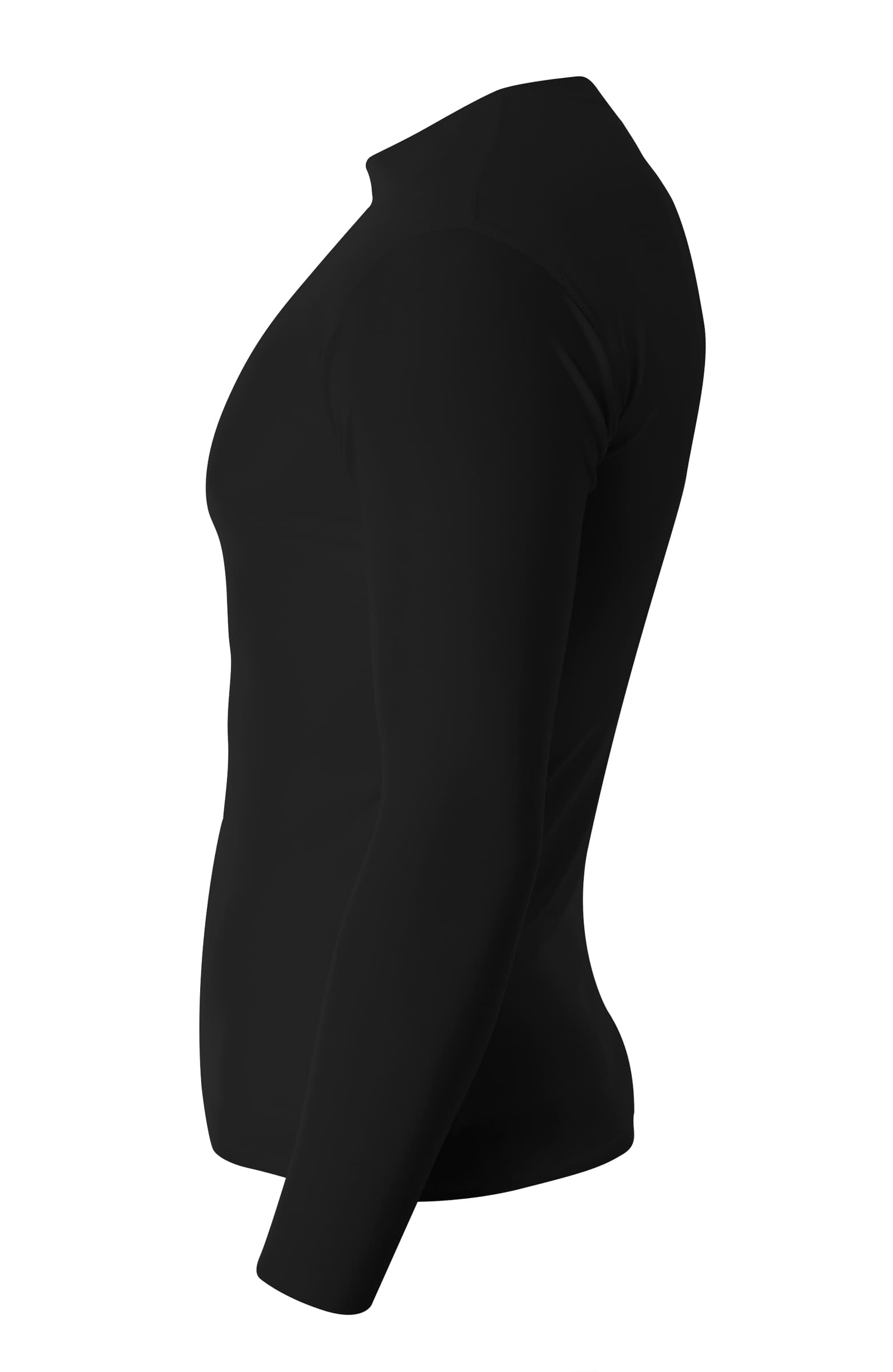 A4 Youth Long Sleeve Compression Crew - BLACK - side