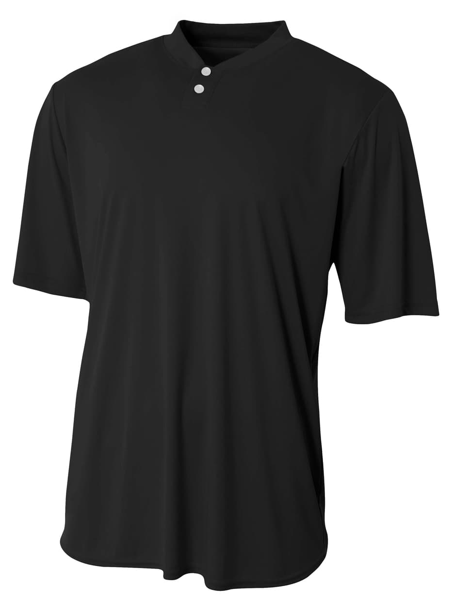 A4 Tek 2-Button Henley - BLACK - front