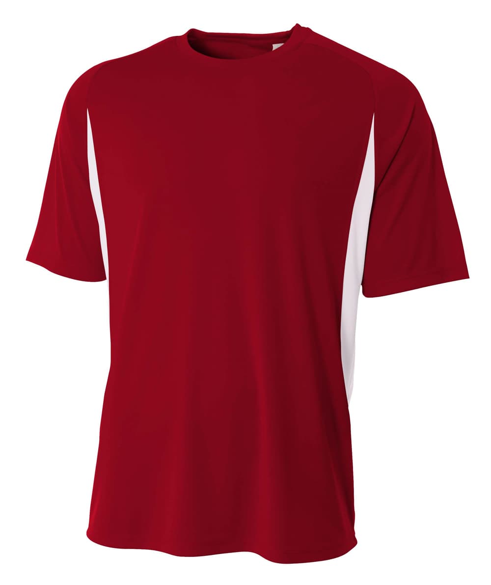 A4 Cooling Performance Color Block Tee - CARDINAL/WHITE - front