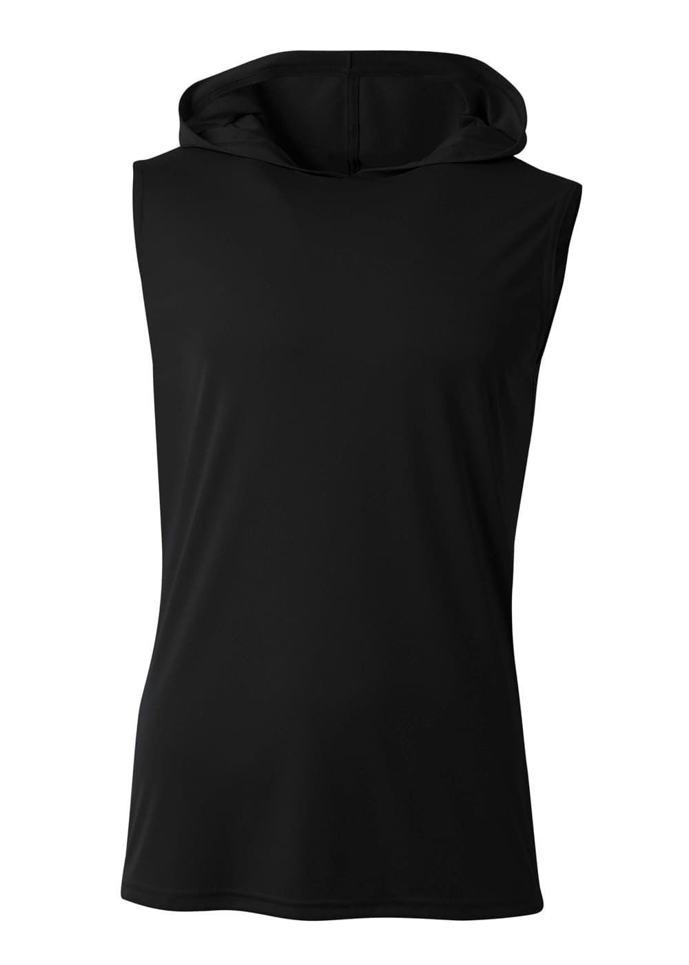 A4 Sleeveless Hooded Tee - BLACK - front
