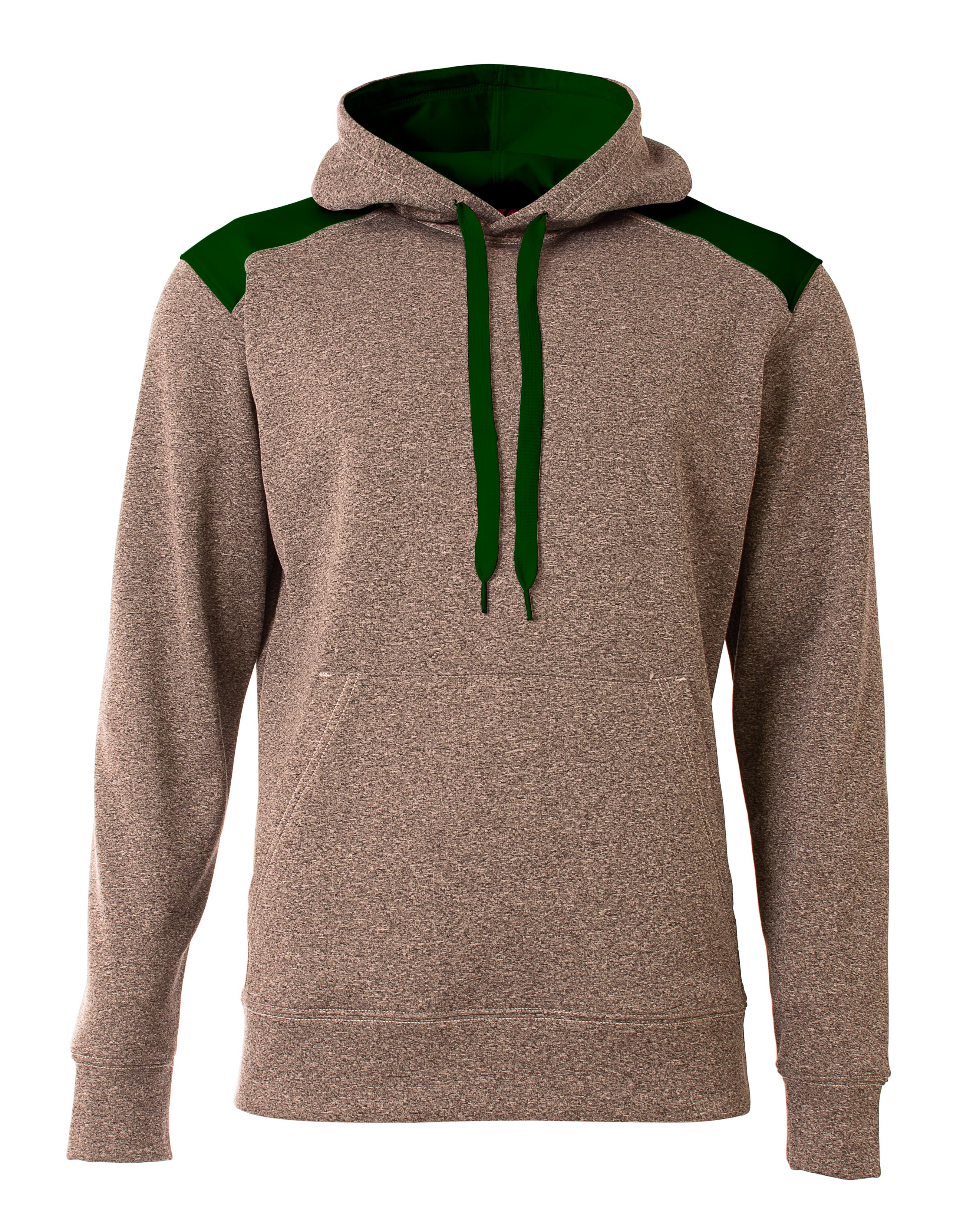 A4 Youth Tourney Fleece Hoodie - HEATHER/FOREST - front