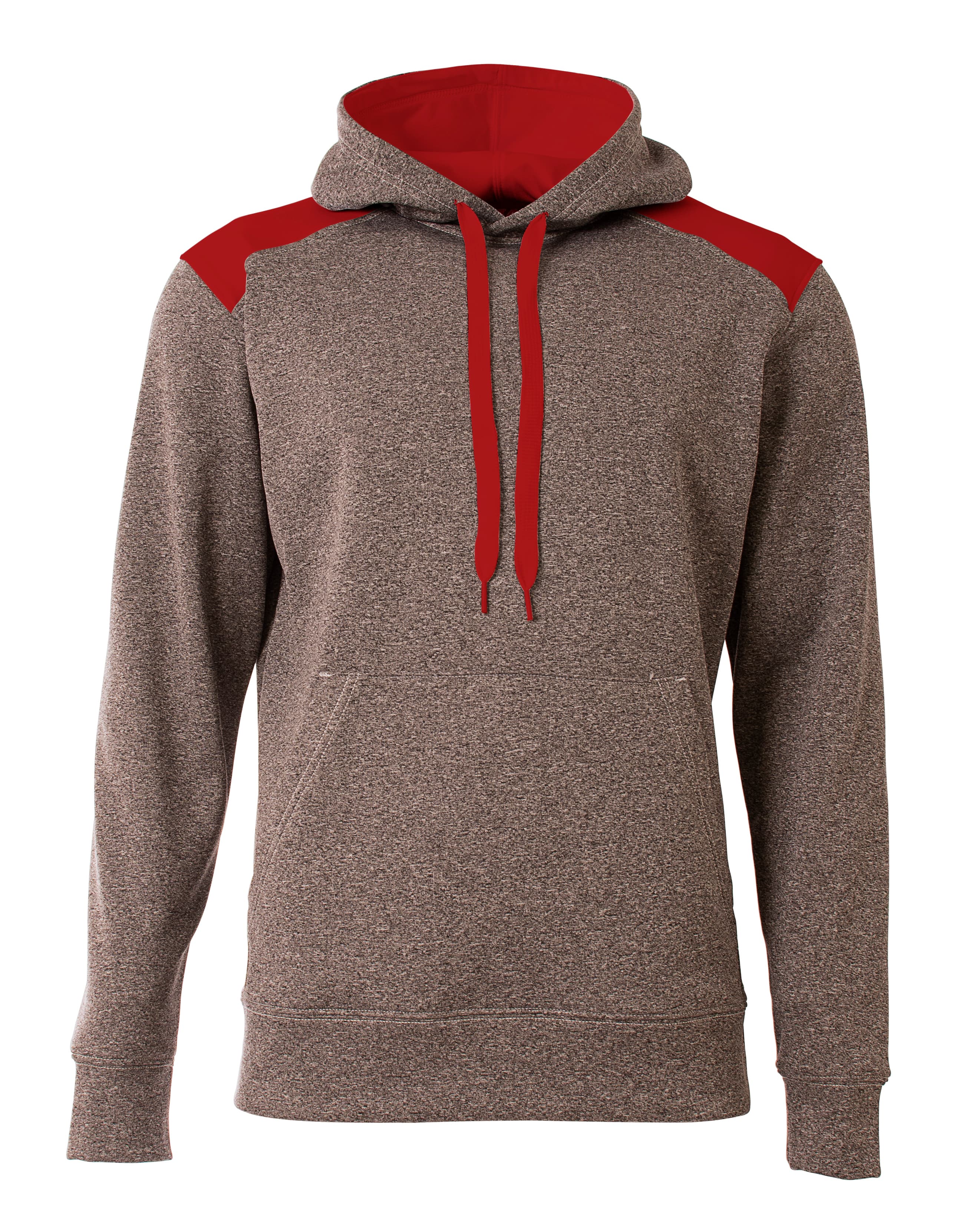 A4 Youth Tourney Fleece Hoodie - HEATHER/SCARLET - front