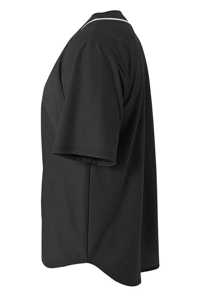 A4 Short Sleeve Full Button Baseball Jersey - BLACK - side