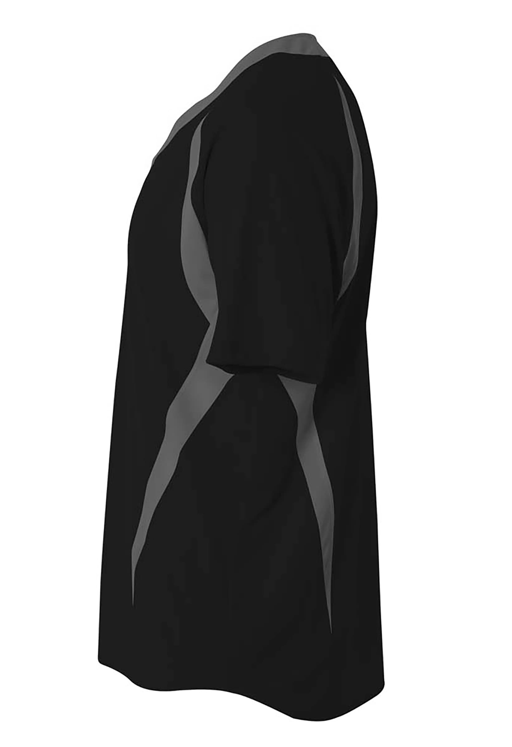 A4 2-Button Color Block Henley - BLACK/GRAPHITE - side