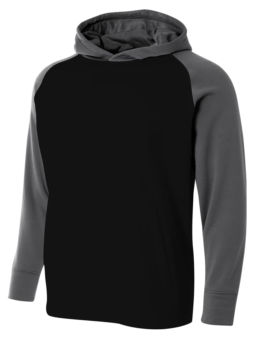 A4 Color Block Tech Fleece Hoodie - BLACK/GRAPHITE - front