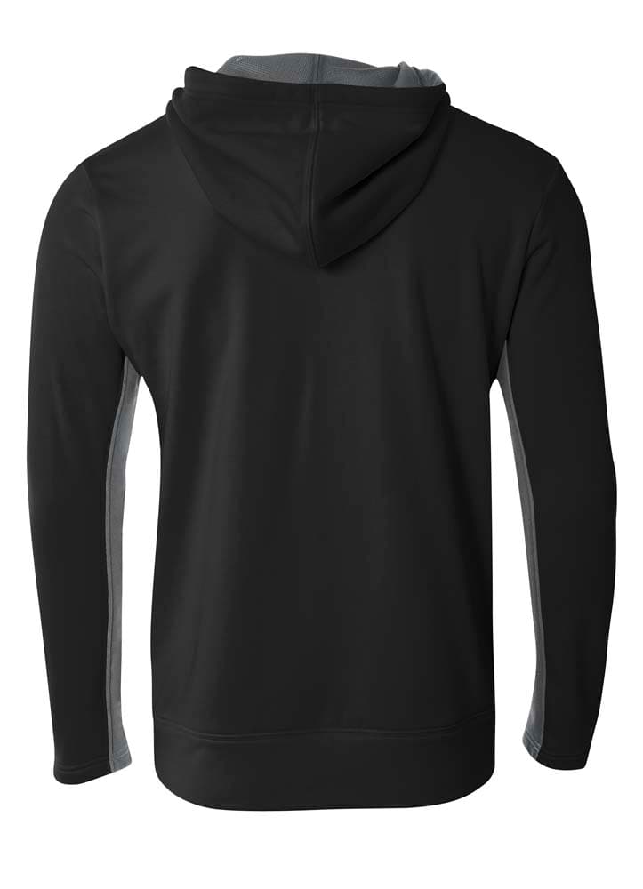 A4 Full Zip Color Block Fleece Hoodie - BLACK/GRAPHITE - back