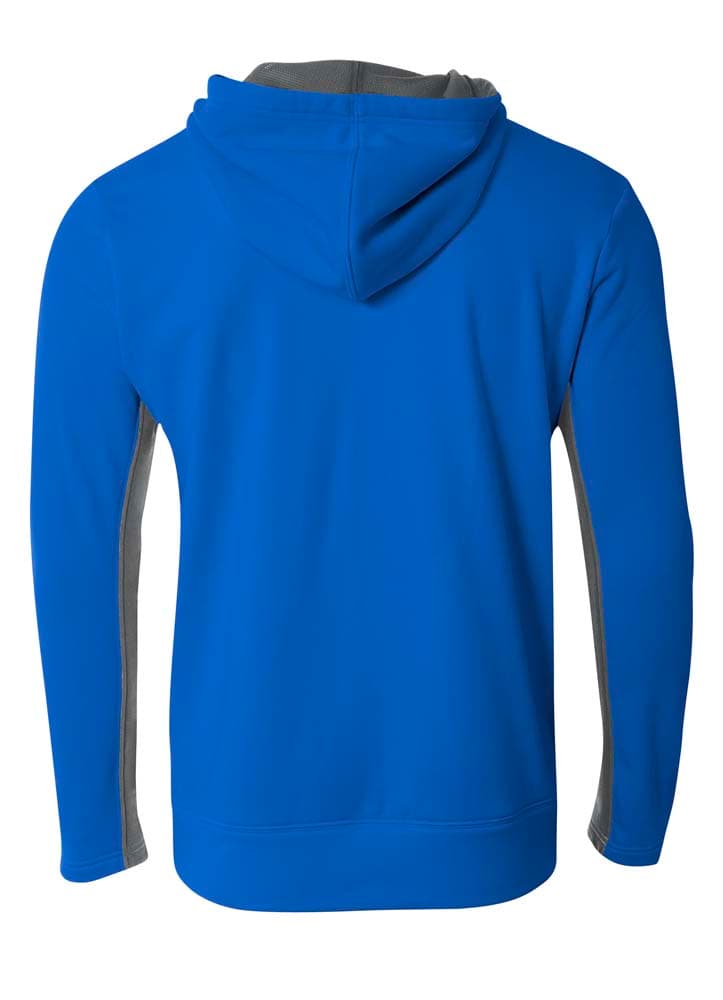 A4 Full Zip Color Block Fleece Hoodie - ROYAL/GRAPHITE - back