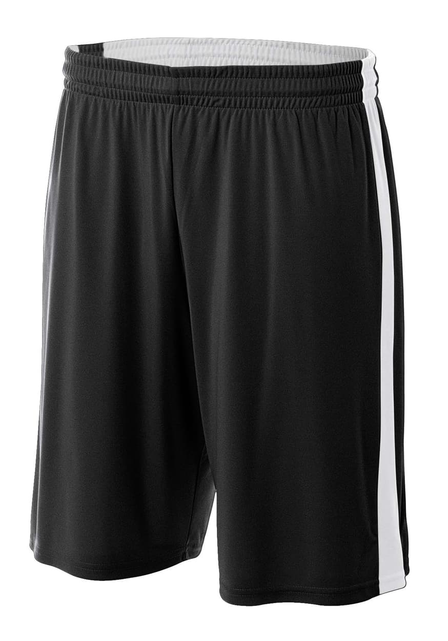 A4 8" Reversible Moisture Management Short - BLACK/WHITE - front