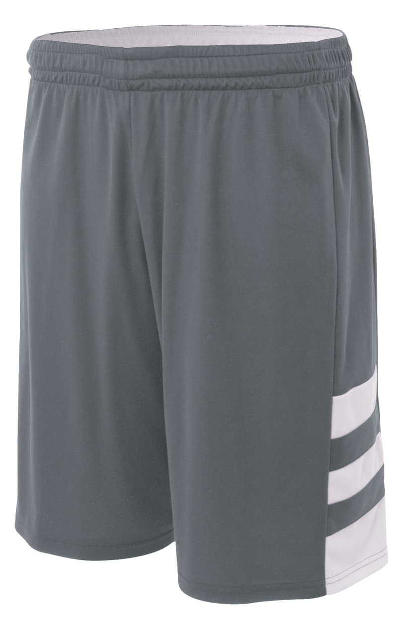 A4 Reversible Speedway 8" Short - GRAPHITE/WHITE - front