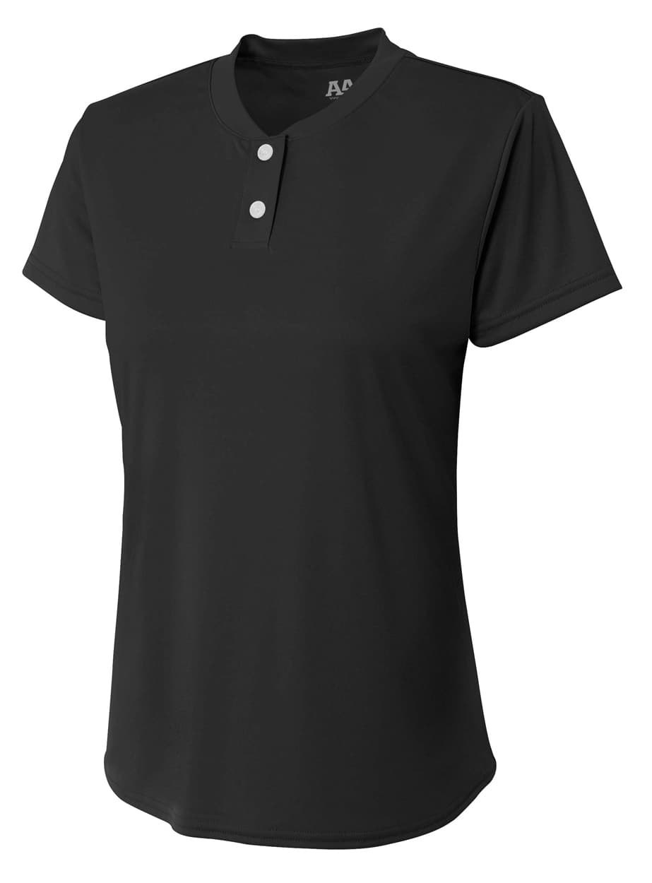 A4 Tek 2-Button Henley - BLACK - front