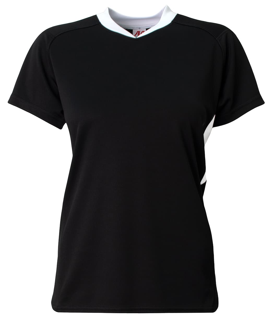 A4 Girl's Pro DNA Softball Jersey - BLACK/WHITE - front