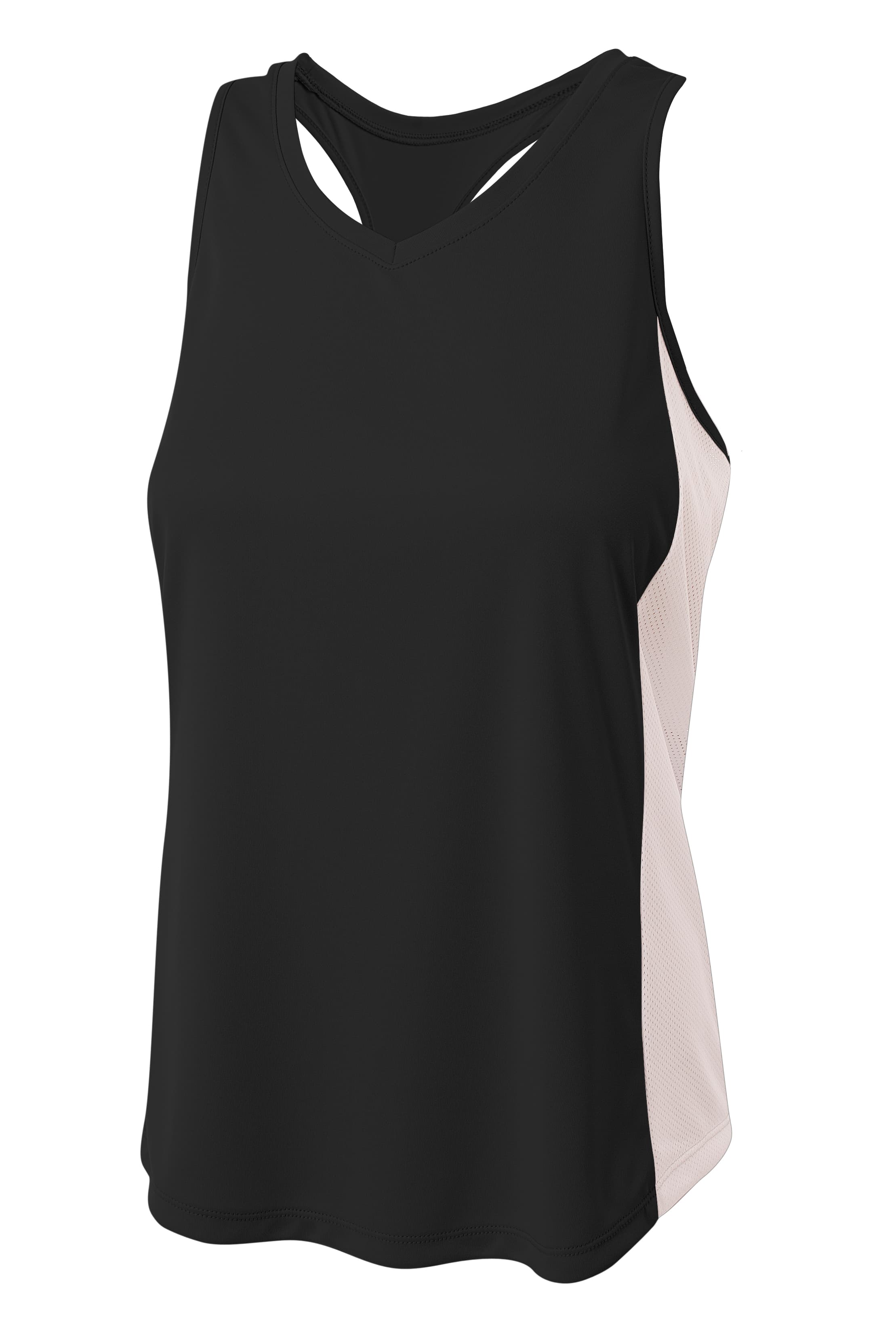 A4 Pacer Singlet with Racerback - BLACK/WHITE - front