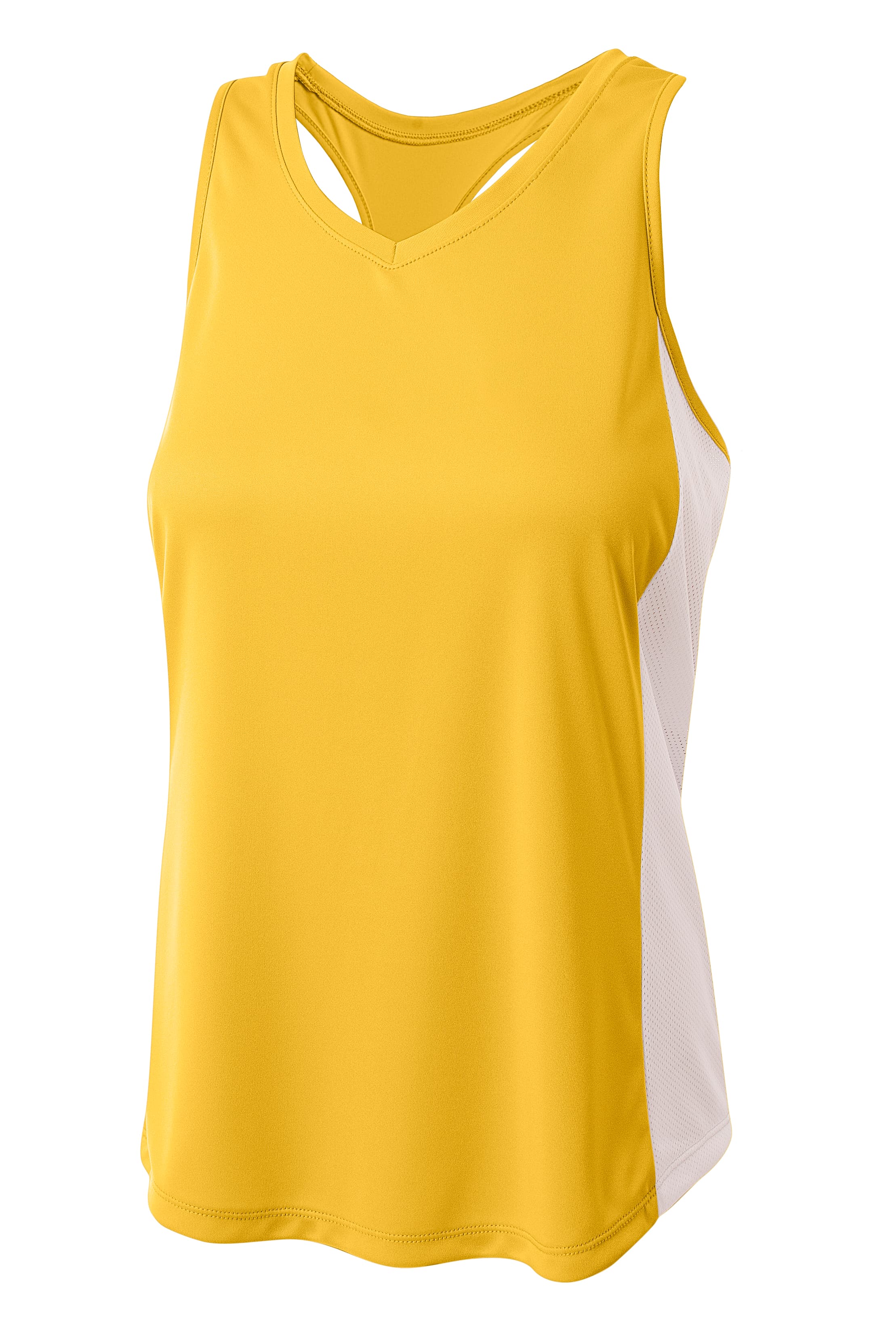 A4 Pacer Singlet with Racerback - GOLD/WHITE - front