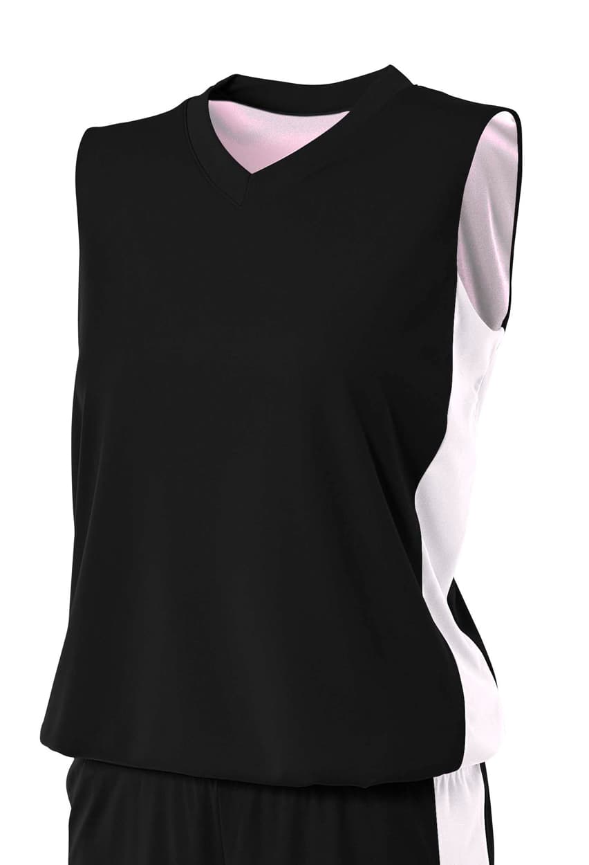A4 Reversible Moisture Management Muscle - BLACK/WHITE - front