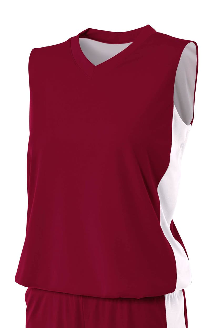 A4 Reversible Moisture Management Muscle - CARDINAL/WHITE - front