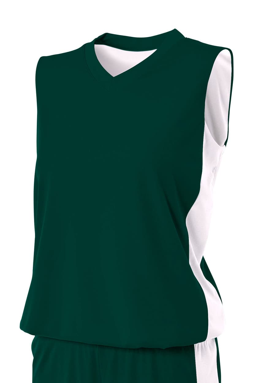 A4 Reversible Moisture Management Muscle - FOREST/WHITE - front