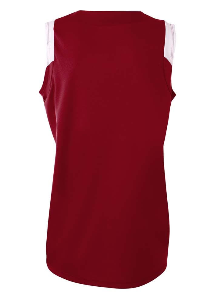 A4 Moisture Management V-Neck Muscle - CARDINAL/WHITE - back