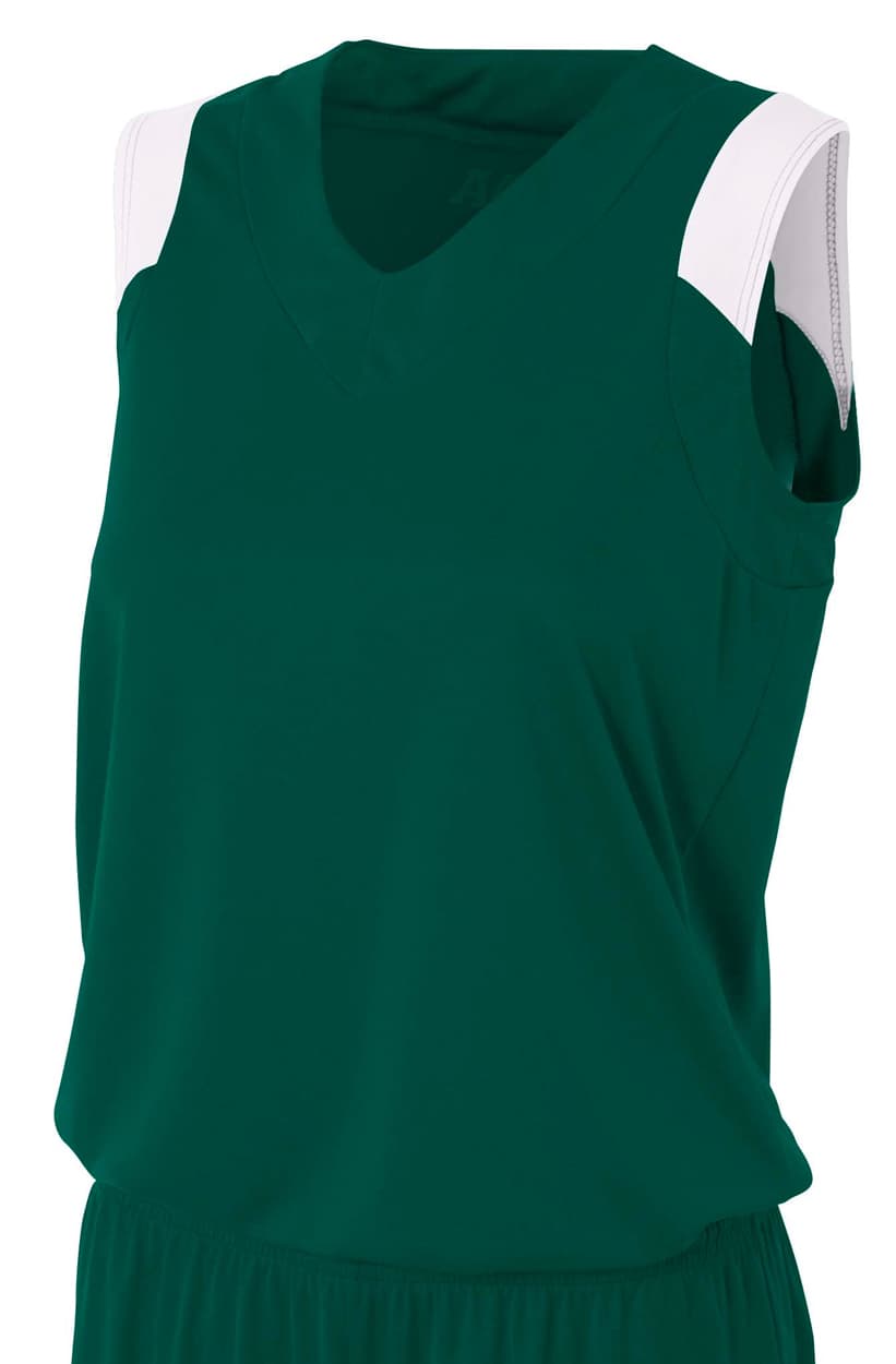 A4 Moisture Management V-Neck Muscle - FOREST/WHITE - front