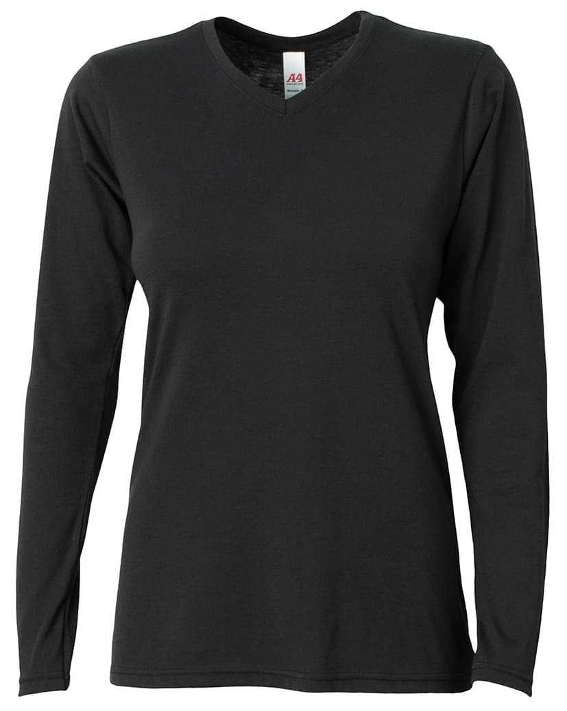 A4 Softek Long Sleeve Tee - BLACK - front
