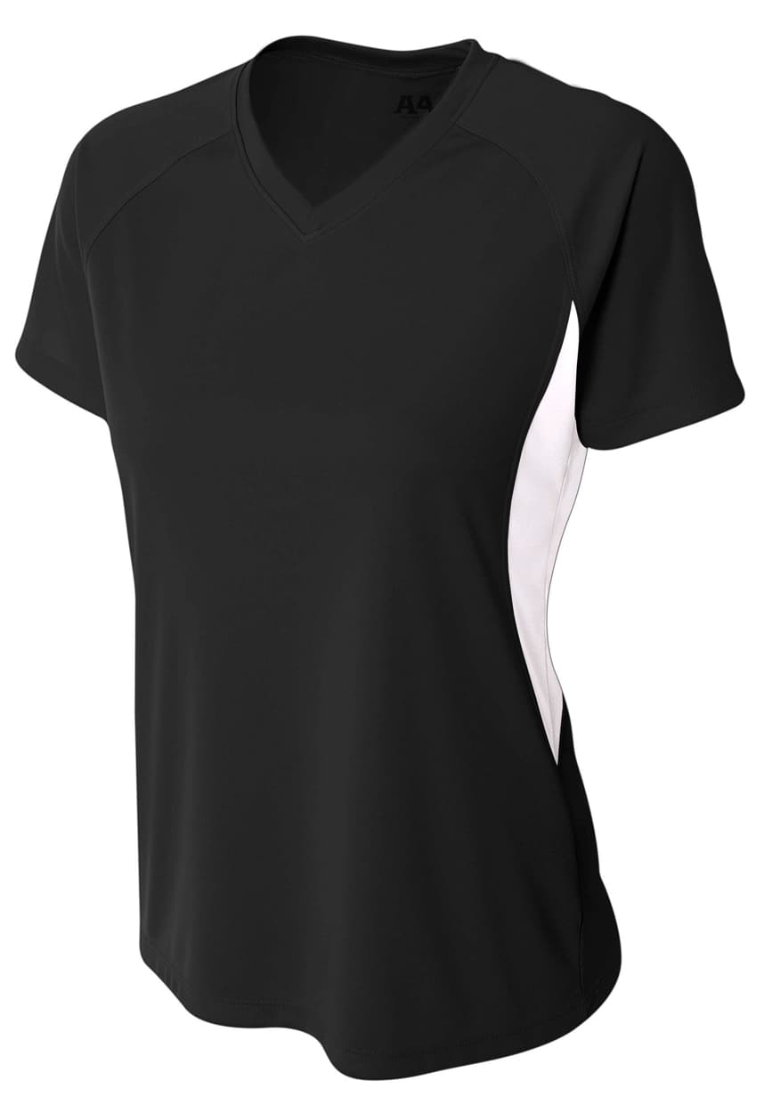 A4 Color Block Performance V-Neck - BLACK/WHITE - front