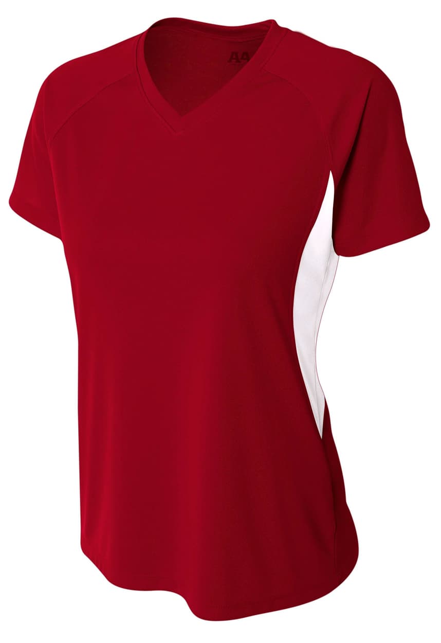 A4 Color Block Performance V-Neck - CARDINAL/WHITE - front