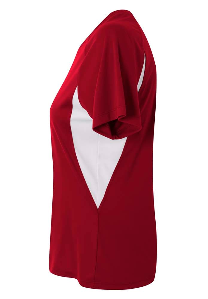 A4 Color Block Performance V-Neck - CARDINAL/WHITE - side