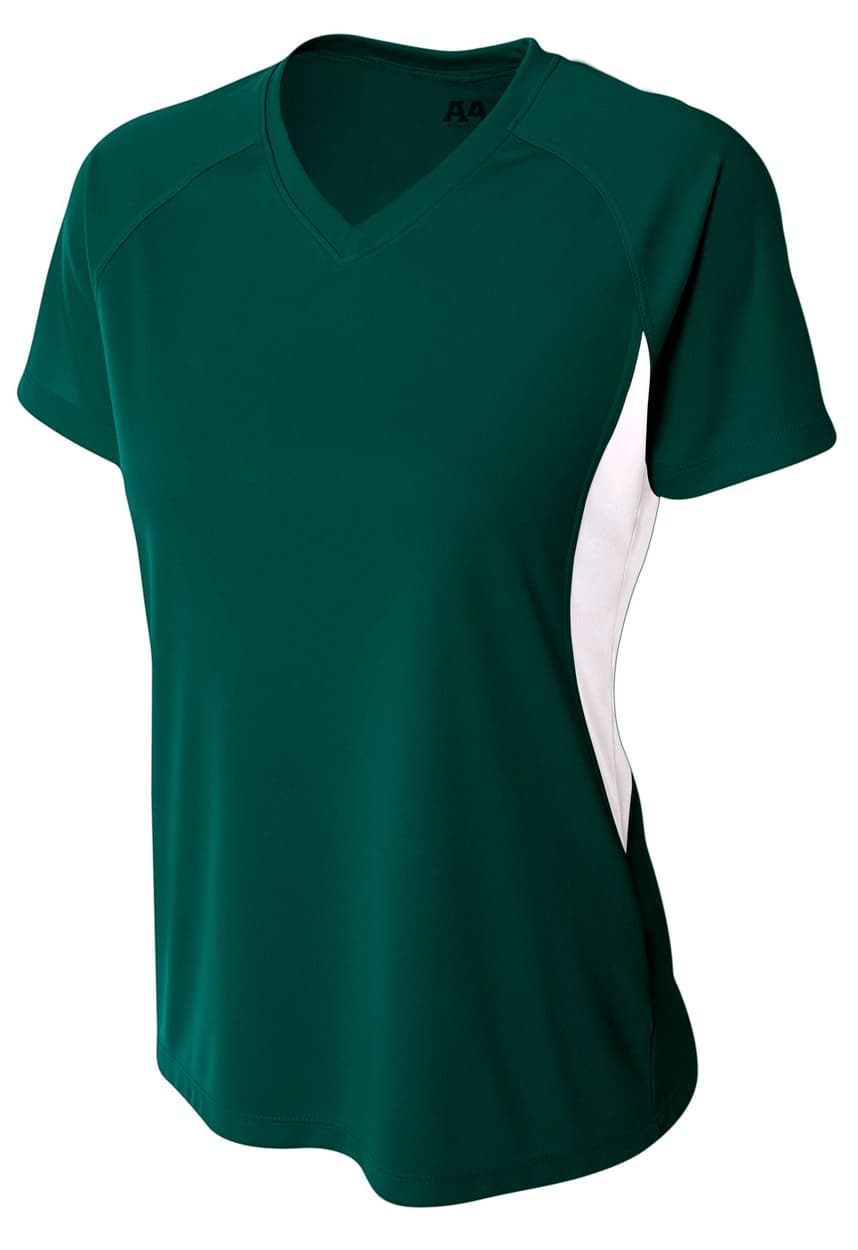 A4 Color Block Performance V-Neck - FOREST/WHITE - front