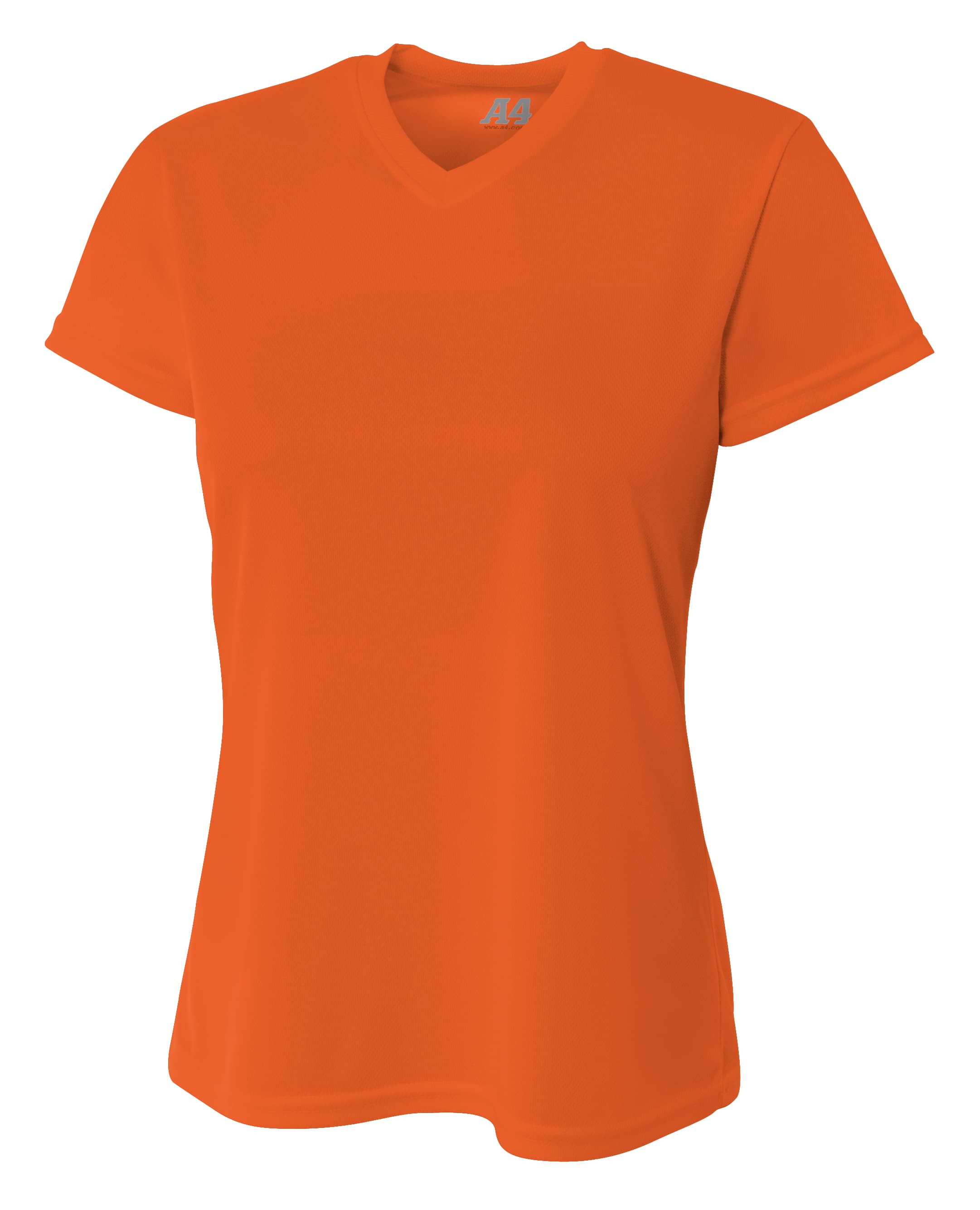 A4 Short Sleeve V-Neck Bird's Eye Mesh Tee - ATHLETIC ORANGE - front