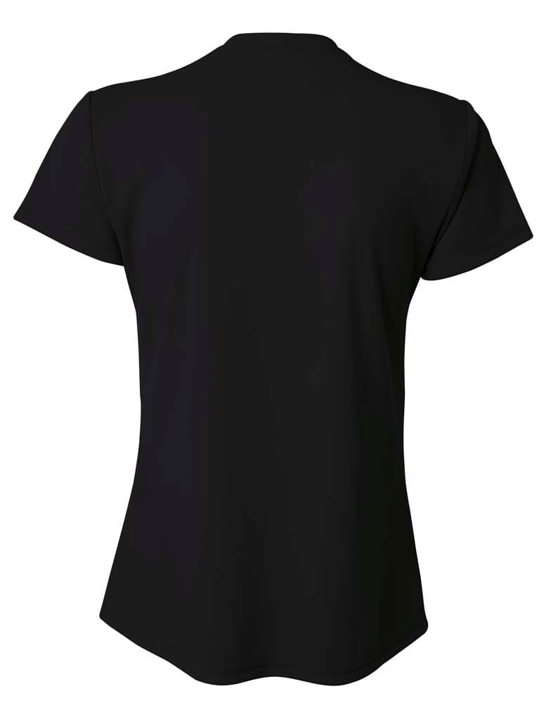 A4 Short Sleeve V-Neck Bird's Eye Mesh Tee - BLACK - back