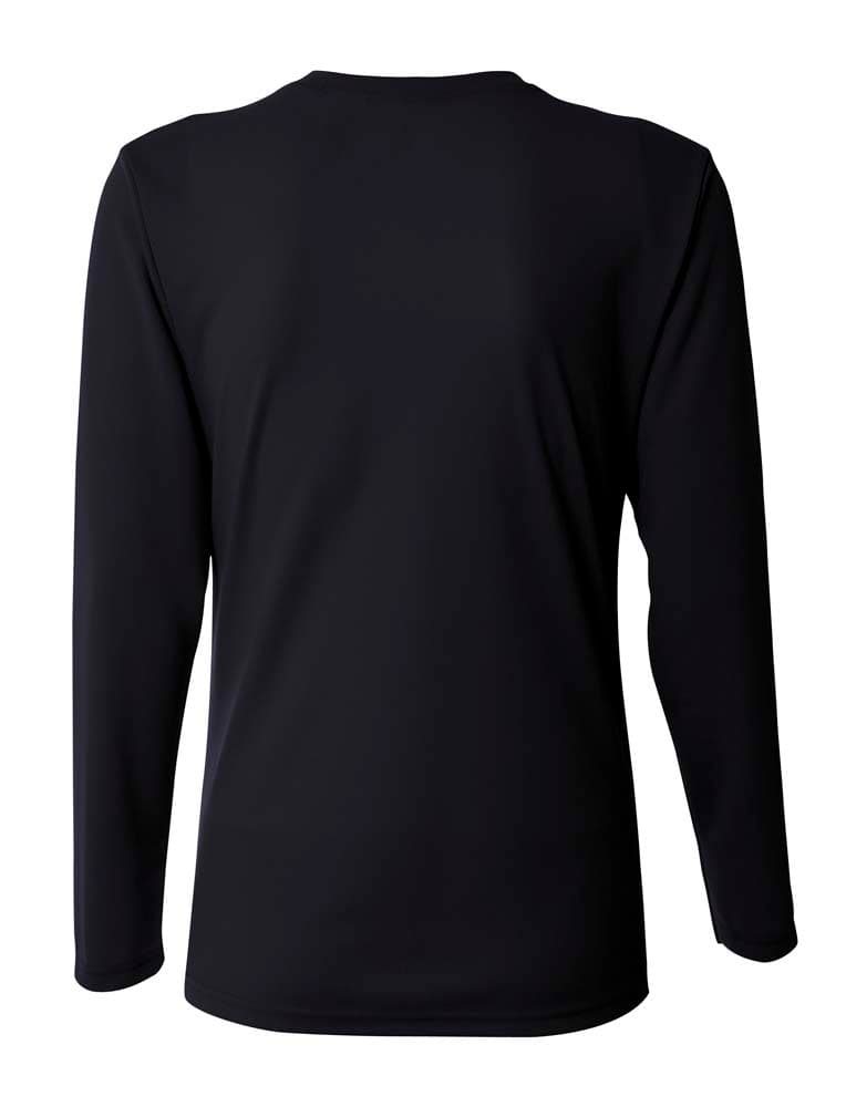 A4 Long Sleeve V-Neck Bird's Eye Mesh Tee - BLACK - back