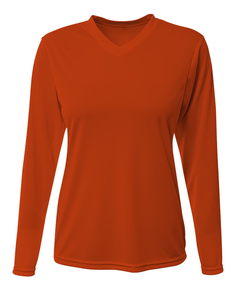 A4 Women's Sprint Long Sleeve Tee - ATHLETIC ORANGE - front