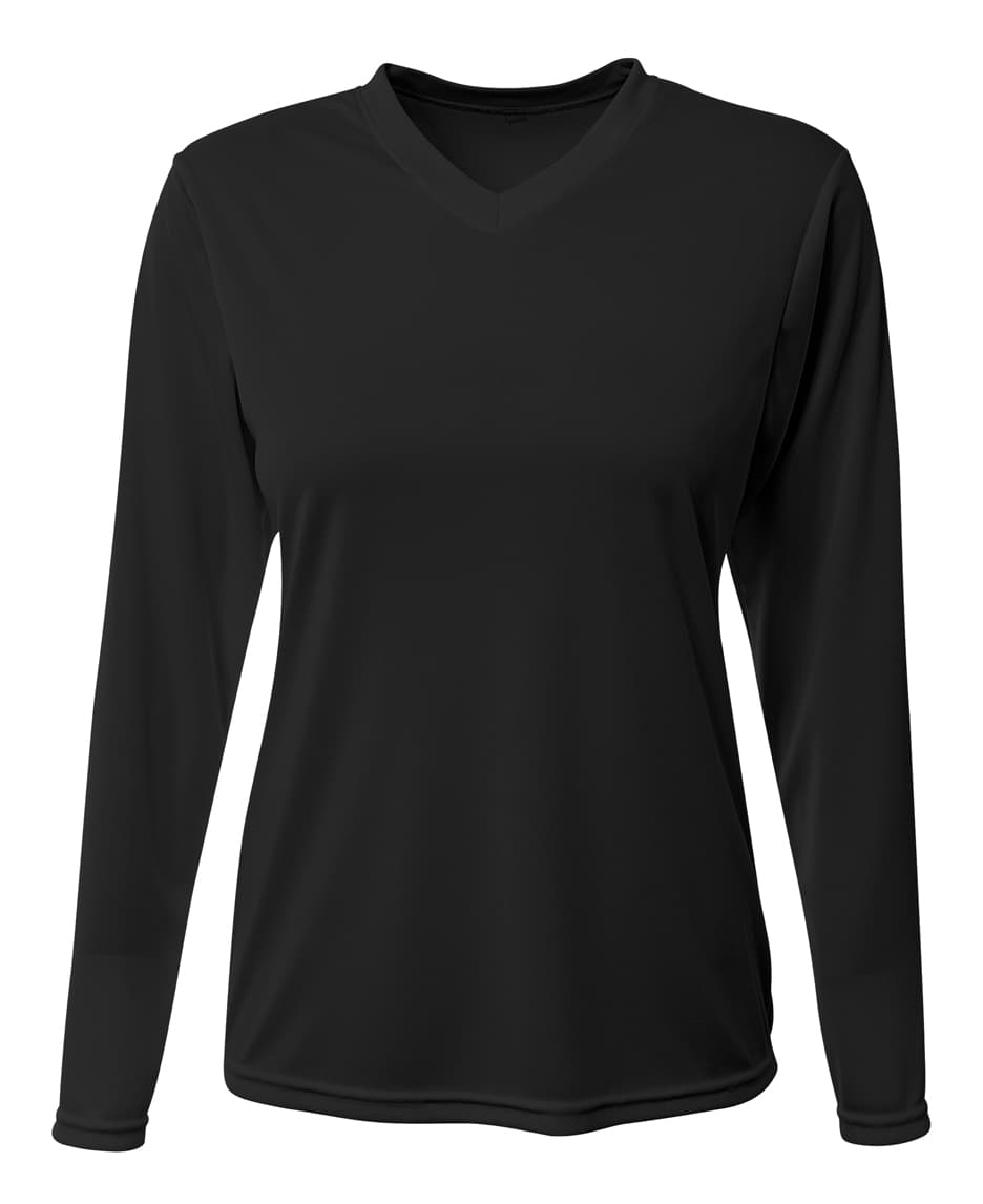 A4 Women's Sprint Long Sleeve Tee - BLACK - front