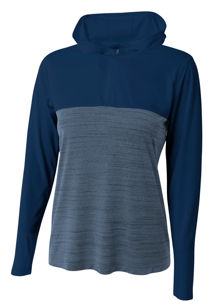 A4 Women's Slate Quarter Zip Hoodie - NAVY - front