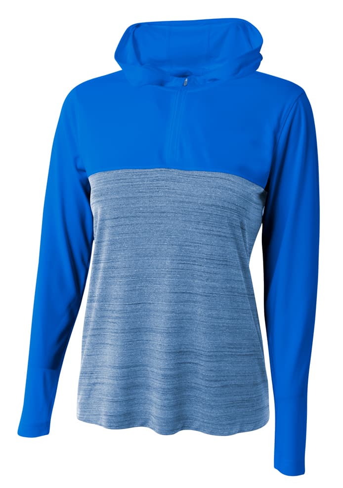 A4 Women's Slate Quarter Zip Hoodie - ROYAL - front