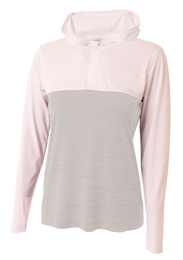 A4 Women's Slate Quarter Zip Hoodie - WHITE - front