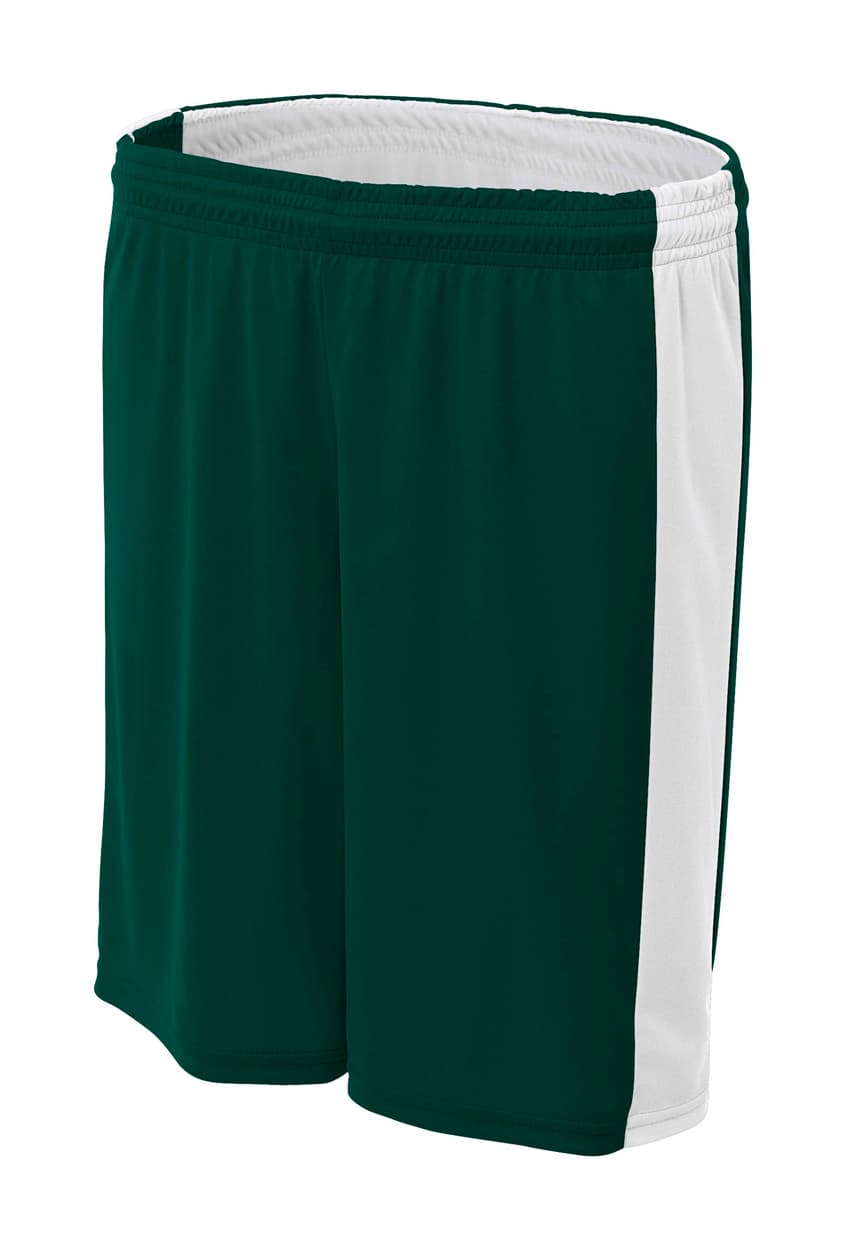 A4 8" Reversible Moisture Management Short - FOREST/WHITE - front