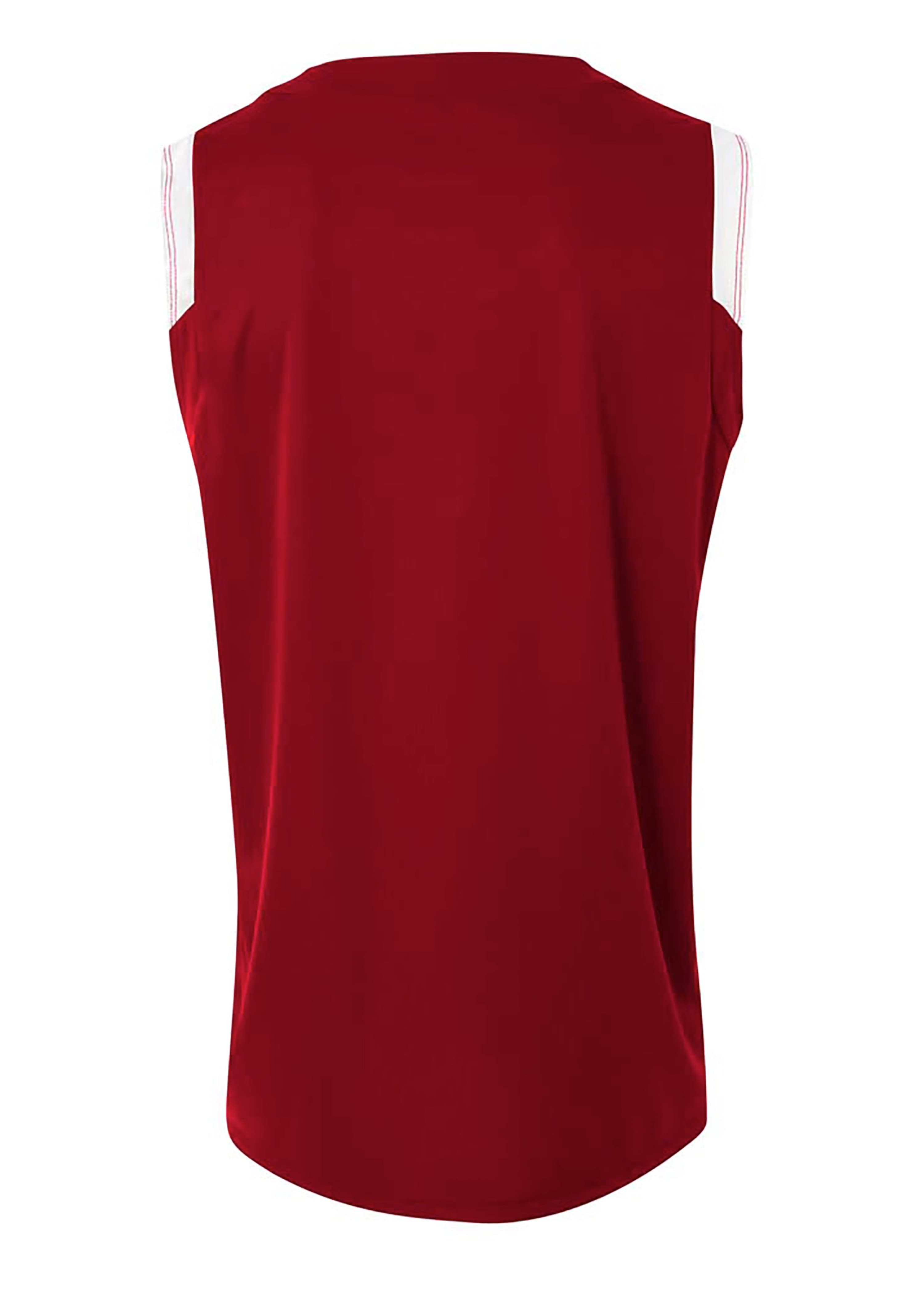 A4 Moisture Management V-Neck Muscle - CARDINAL/WHITE - back