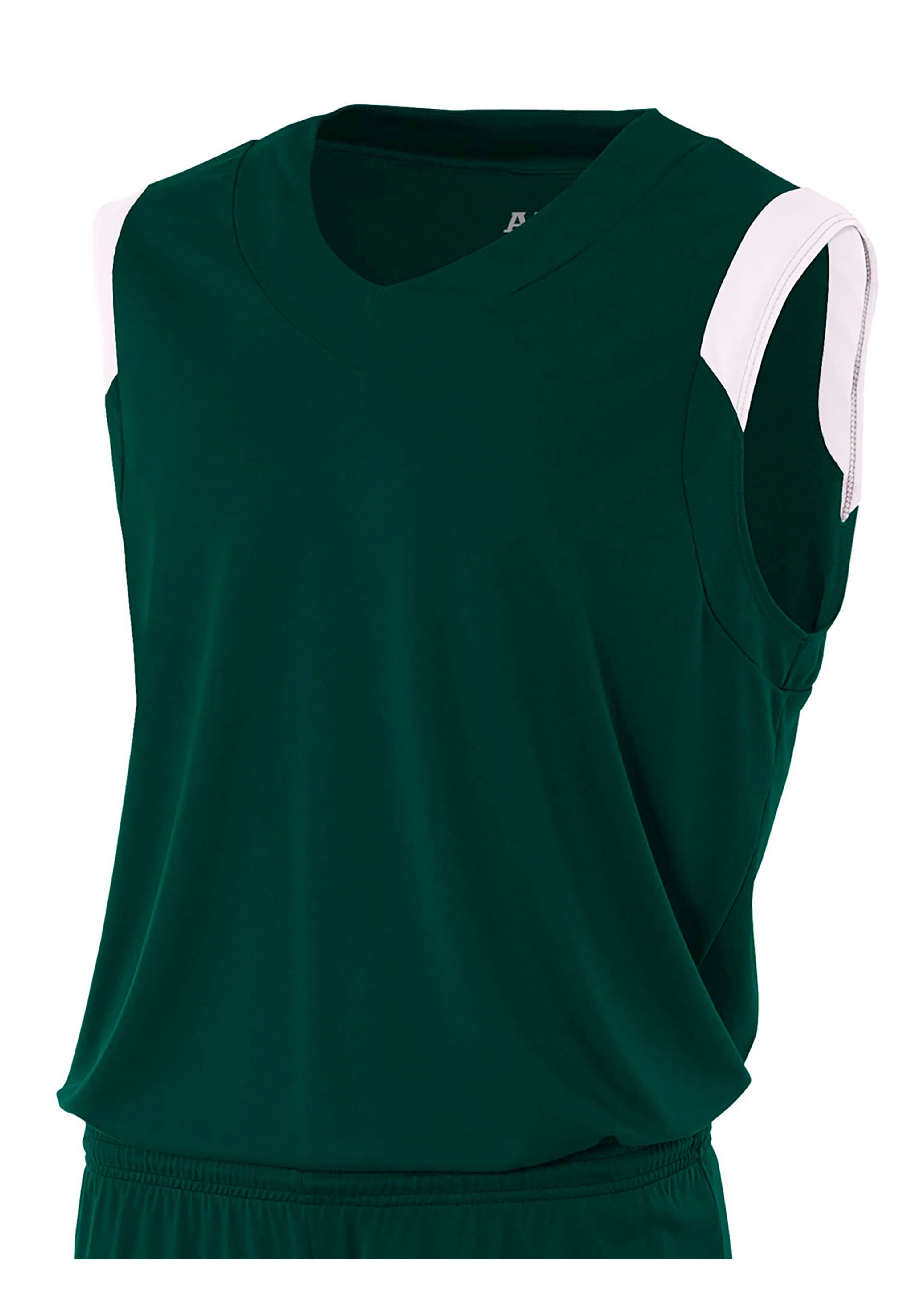 A4 Moisture Management V-Neck Muscle - FOREST/WHITE - front
